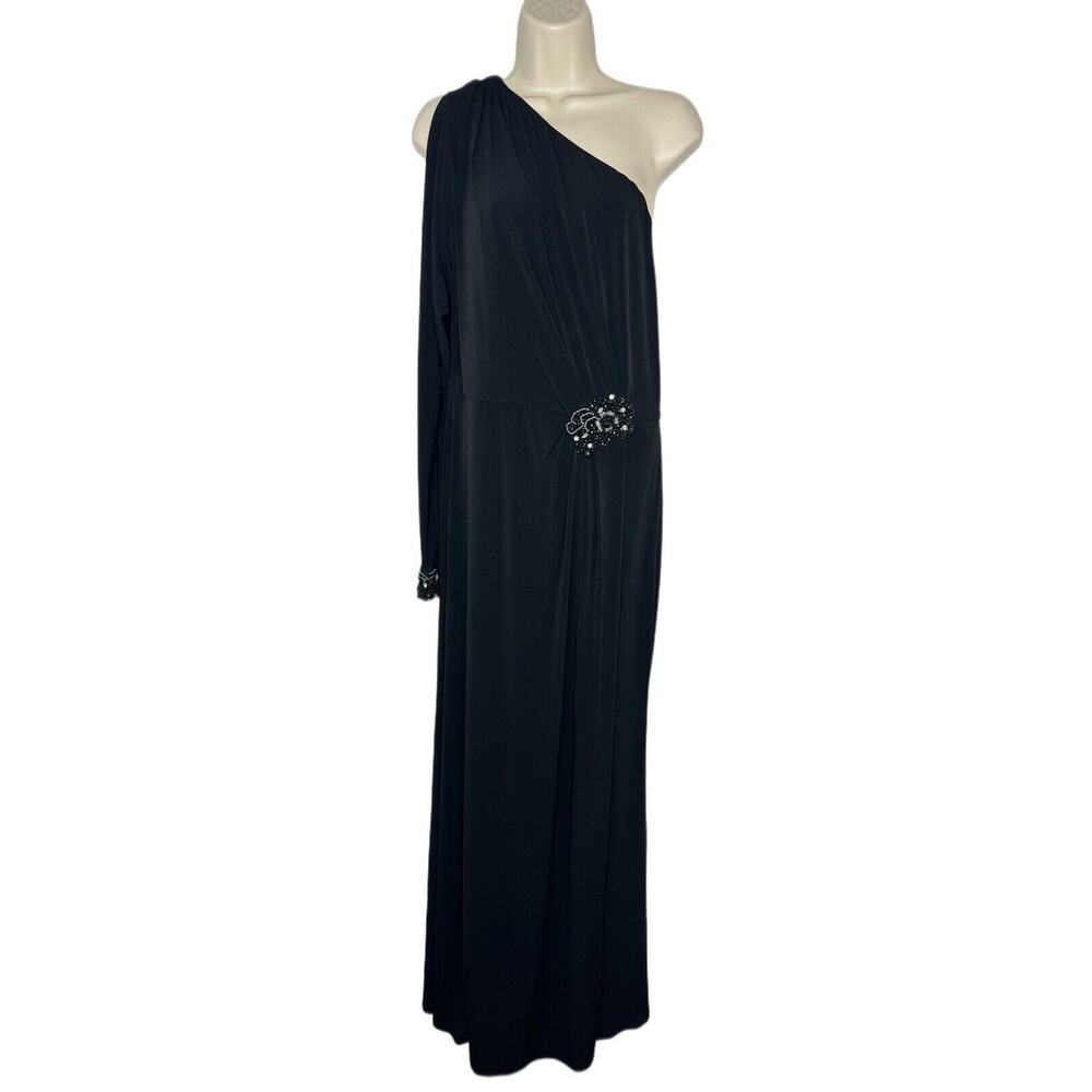 Eliza J Womens Black One-Shoulder Slit Sleeve Formal Dress Gown Size 6 new